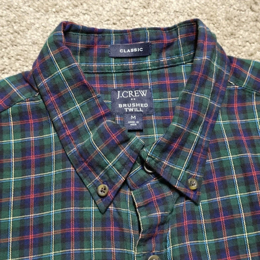 J.Crew Brushed Twill Button Down Shirt Mens M Tartan Plaid Classic Fit Cotton